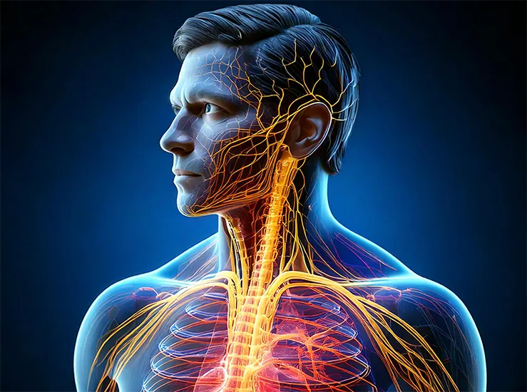 Illustration of a person outing the vegus nerve system